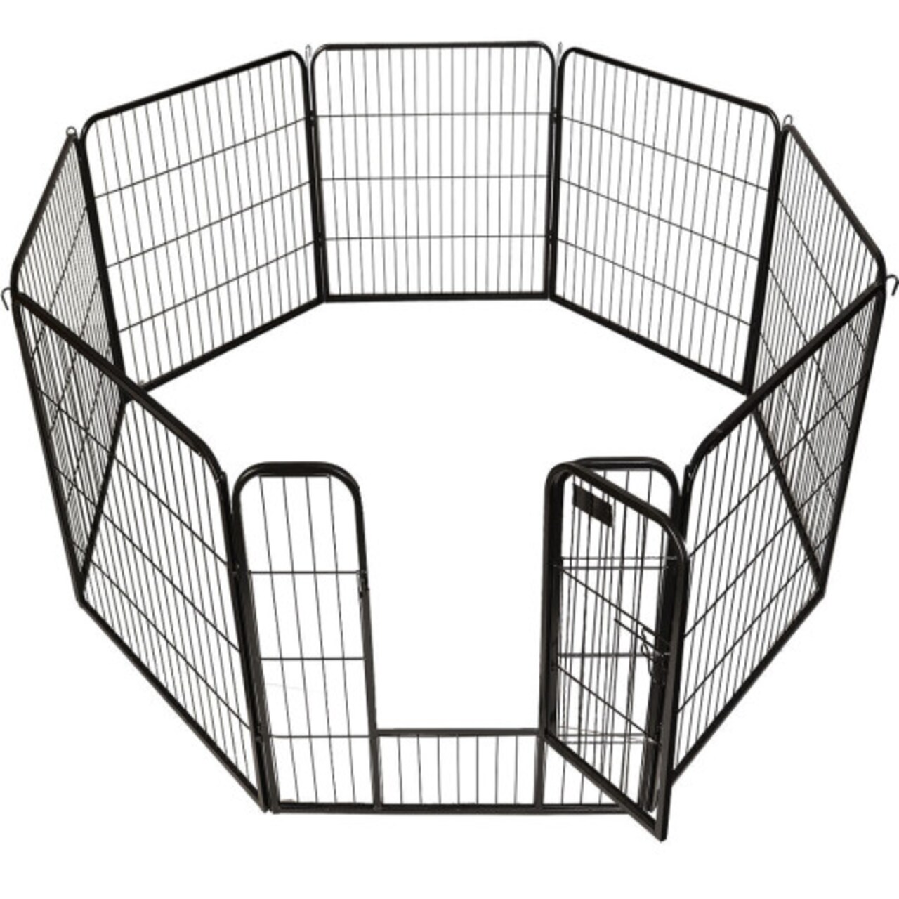 Black Pet Fence 8 Panels Heavy Duty 1/2" Tube Indoor Outdoor Dog Safety